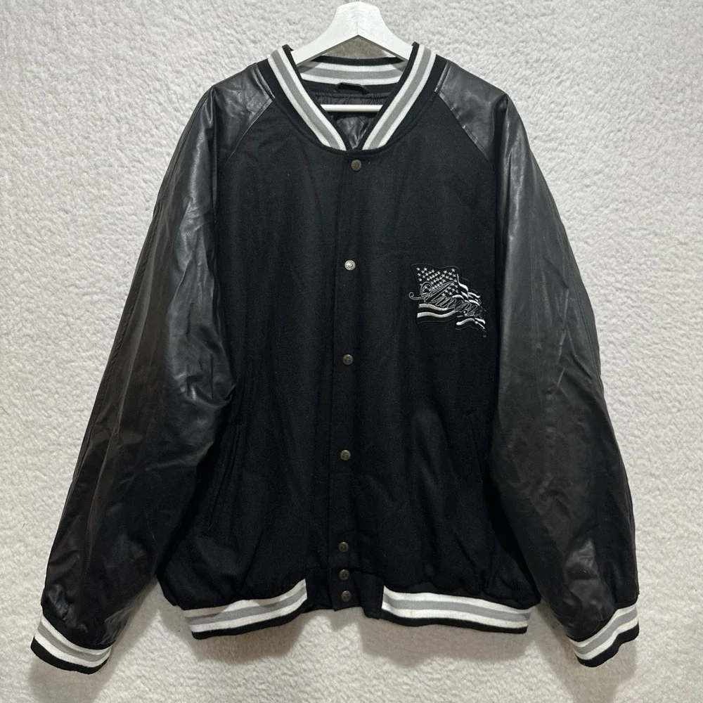 Vintage Steve & Barrys Men's‎ Varsity Jacket Size 3XL Black Embroidered America